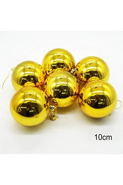 MEKA HOME Cansüs 6lı Parlak Cici Top Yılbaşı Ağacı Süsü Gold 10cm