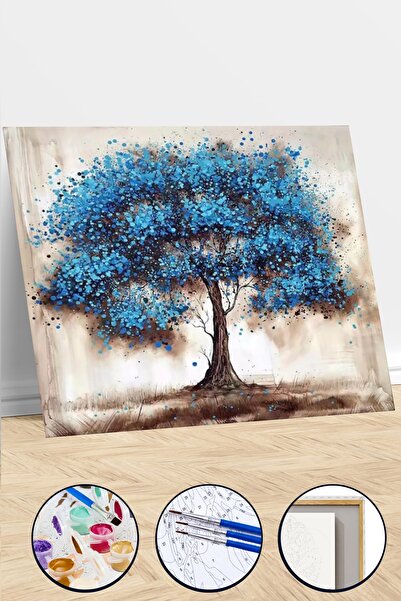 Genel Markalar Sayılarla Boyama Seti Kasnaklı Mavi Ağaç 40 X 50 Cm