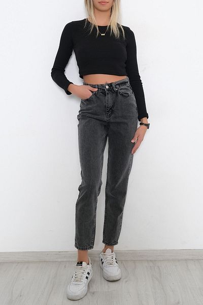 LİMABEL Ισπανικό ψηλόμεσο καπνιστό Snow Mom Jeans Lycra Colorfast Smoked Extra Comfortable Mom Jeans