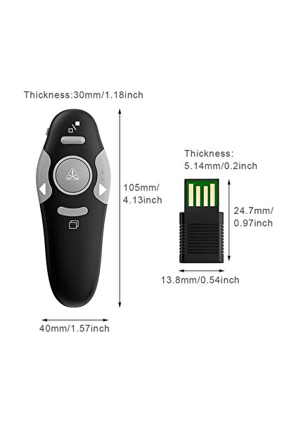 Derwell 2.4ghz Kablosuz Usb Powerpoint Sunum Sayfası Ppt Uzaktan Clicker Poin...