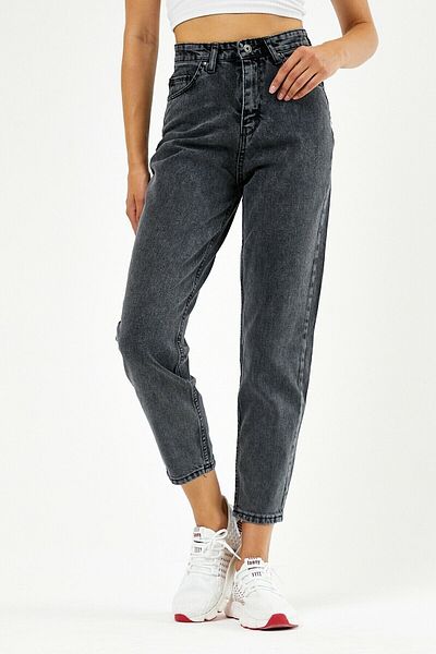 LİMABEL Ισπανικό ψηλόμεσο καπνιστό Snow Mom Jeans Lycra Colorfast Smoked Extra Comfortable Mom Jeans