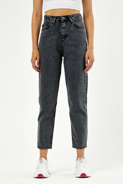 LİMABEL Spanish High Waist Smoked Snow Mom Jeans Lycra Colorfast Smoked Extra Comfortable Mom Jeans