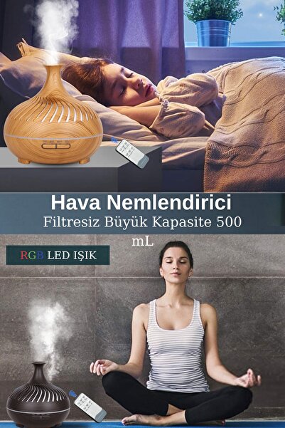 BigSale Hava Nemlendirici Aromatik Oda Kokusu Difüzörü Buhar Ultrasonik Led Işıklı 500 Ml Buhar Makinası
