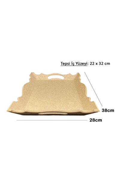Dumbo Butik Ahşap Boyanabilir Ham Mdf Oymalı Tepsi, 28x38cm