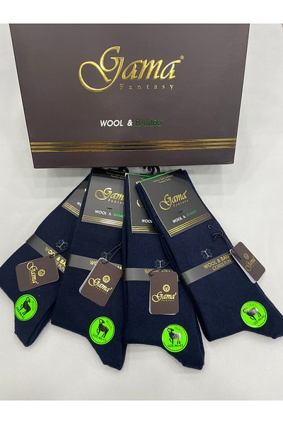 Gama Çorap 4 части естествена агнешка вълна + дебели зимни мъжки чорапи без смес от найлон и бамбук