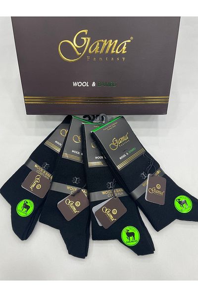 Gama Çorap 4 части естествена агнешка вълна + дебели зимни мъжки чорапи без смес от найлон и бамбук