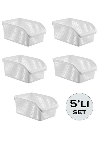 LİRAZON 5 Adet Büyük Boy Buz Dolabı Rafı Düzenleyici Çok Amaçlı Plastik Sepet