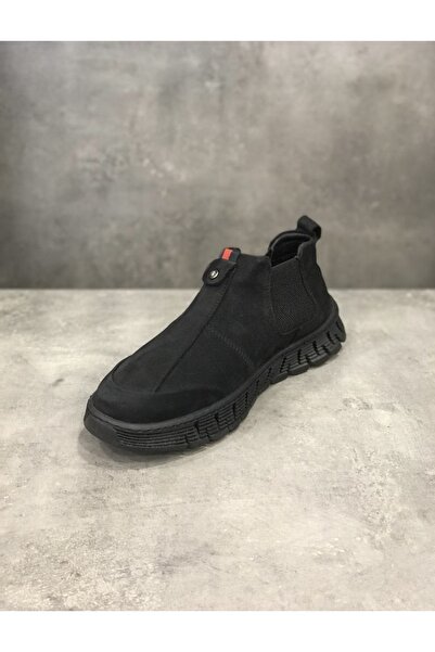 JAMES FRANCO 921 Siyah Havlu Kalın Nubuk I Su Geçirmez Kısa Bot