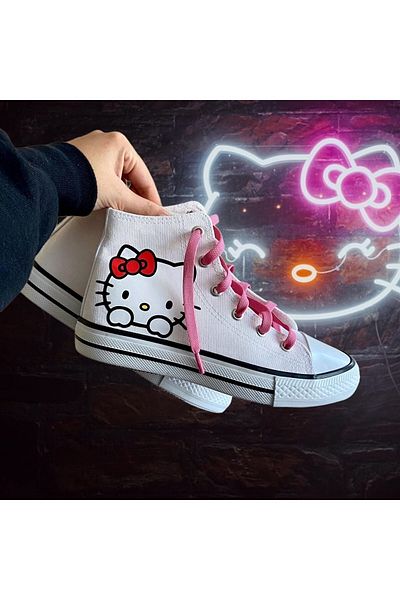 Touz Moda Λευκά παπούτσια από καμβά Hello Kitty