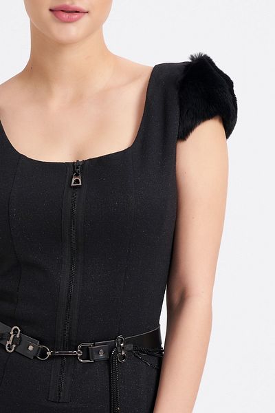 Balizza Front Zippered Belted Dress