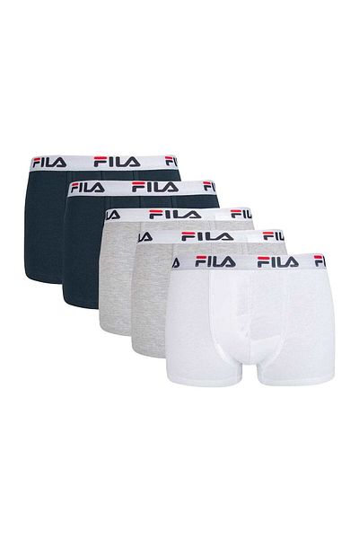 FILA Herren Boxershorts, 5er Pack - Logobund, Urban, Cotton Stretch, einfarbig