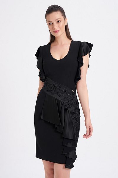 Balizza Embroidered Ruffle Detailed Double-breasted Collar Dress