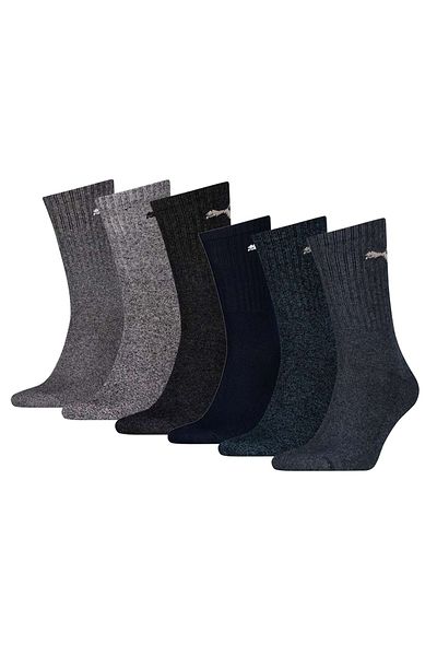 Puma Packung mit 6 Unisex-Sportsocken – Tennis- und Crew-Sportsocken, Einfarbig (2 x 3 Paar)