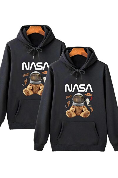 Trend Sizde Hanorac cu glugă cu imprimeu unisex Nasa Bear Pachet de 2 Combina...