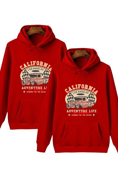 Trend Sizde سويت شيرت بغطاء للرأس مكون من قطعتين مطبوع عليه كاليفورنيا للجنسي...