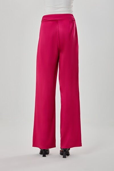 Mizalle Saten Dökümlü Fuşya Pantolon