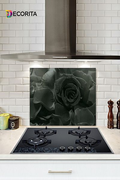Decorita Protector de spate pentru aragaz din sticla |   Model Karagül |   52 cm X 60 cm