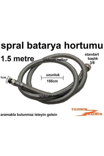 yıldırım nalbur Batarya Borusu 150 Cm Bağlantı Sprali Çelik Hortum Çelik Spral