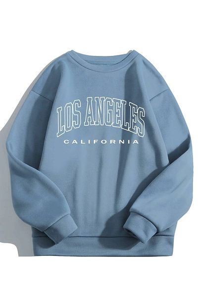 MODAGEN Unisex Μπλε φούτερ με στάμπα Los Angeles με λαιμόκοψη