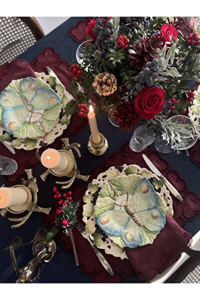 Tunesi Home Bıanca Bordo Amerikan Servis 4 Adet