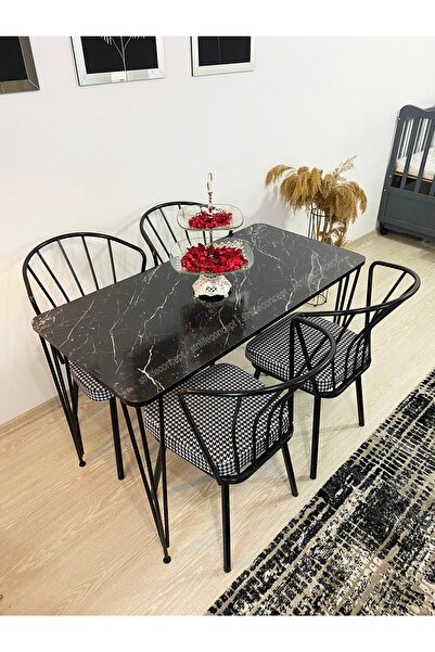 stnlifeconcept Mutfak Masa Takımı Cafe Balkon 60x120cm Yemek Masası 4 Güneş S...