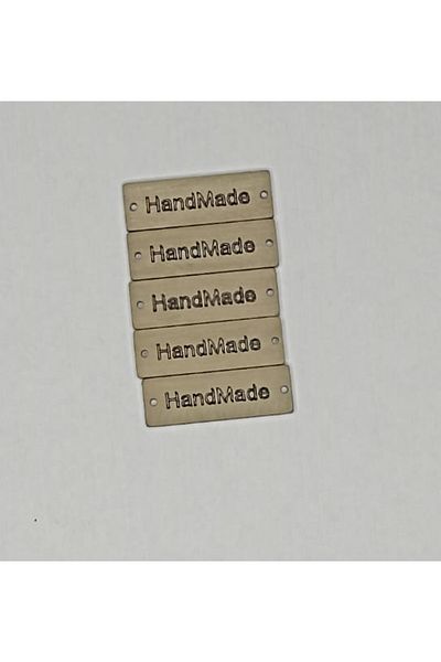 hobim42 Hand Made Handmade Written Wooden Label Button 2.5 Cm 5 Pieces