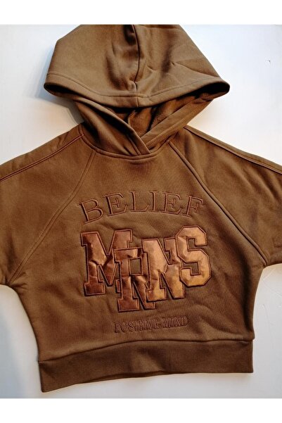 Marions Детска памучна зимна сатенена блуза с качулка и подплата