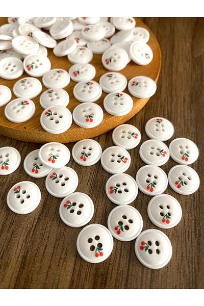 canan dizayn 12.5 mm 4-Hole Cherry Polyester Button(25 Pcs)
