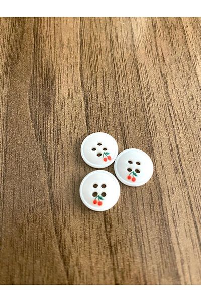 canan dizayn 12.5 mm 4-Hole Cherry Polyester Button(25 Pcs)