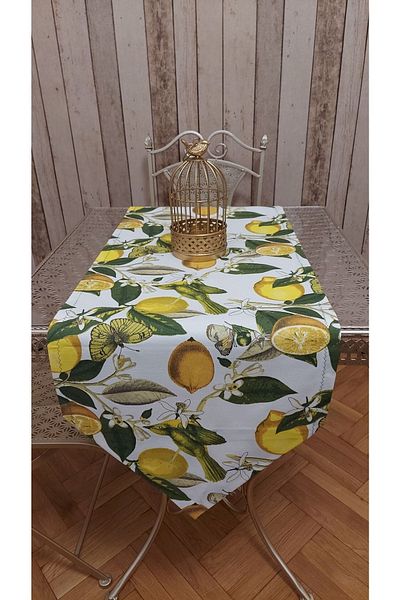 gonk Lemon Patterned Duck Cloth (Liquid Repellent, Stain Resistant) Runner