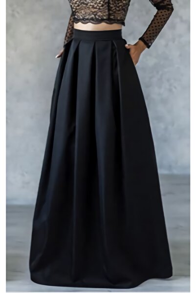 NSM Γυναικεία Ψηλόμεση Σατέν Φούστα με Πλισέ Τσέπη