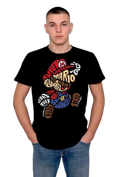 baskwear Tricou unisex Super Mario Game Ateri Cassette