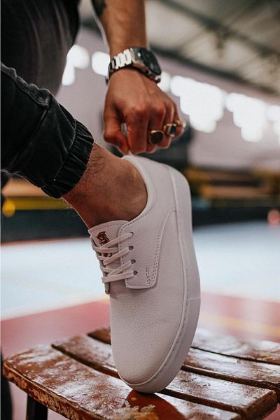 KN Fashion Mp077 Bt Laced Skin Orthopedic High/Thick Sole Men's Sneaker White