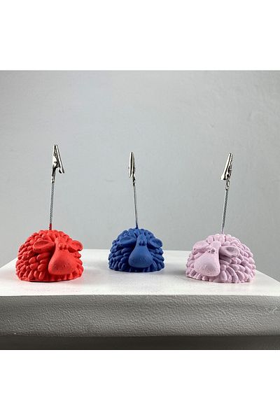 oasis decoration Lamb Note Holder Set of 3 ( Grey Blue - Coral - Pink)