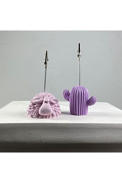 oasis decoration Cactus and Lamb Note Holder Set of 2 (lilac-pink)