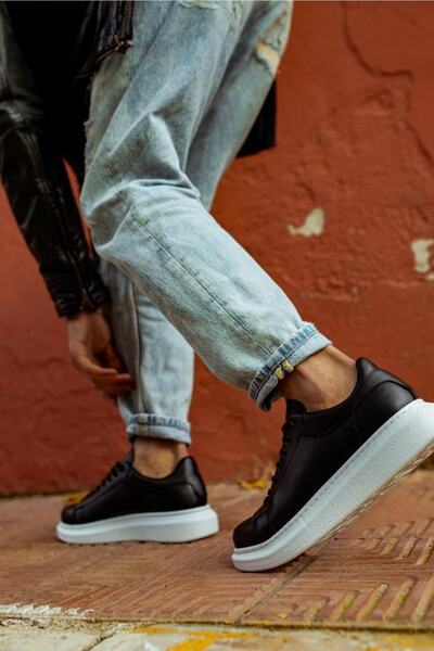 KN Fashion Mp044 Bt, pantofi ortopedici cu dantelă, cu talpă înaltă/groasă, pentru bărbați, negru