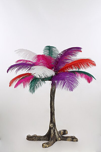 Avize çarşısı White Feathered Antique Pedestal Table Lamp