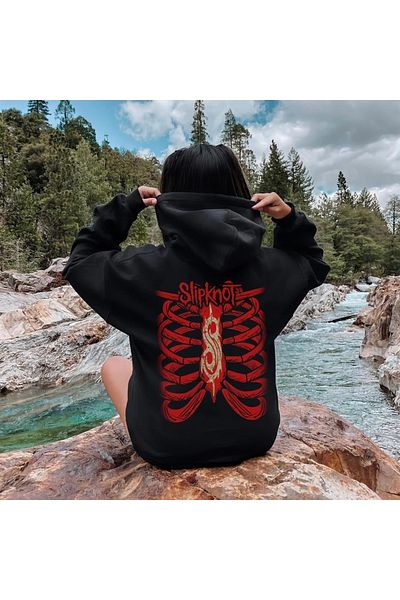 Touz Slipknot Black Hooded Sweatshirt - Back Printed