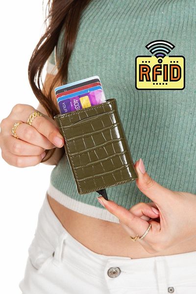 Linatigers Crocodile Crocodile Patterned Premium Aluminum Mechanism Wallet Card Holder Lt-5321