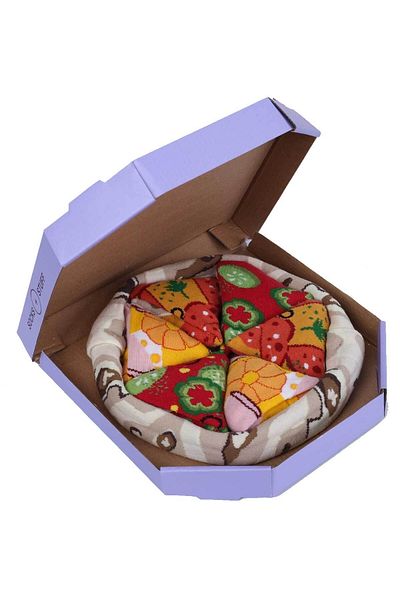 Socks + Stuff Gift Pizza Box Socks Pizza Patterned Cotton Socks - Colorful Orange Socket Socks - Pizza Socks Set