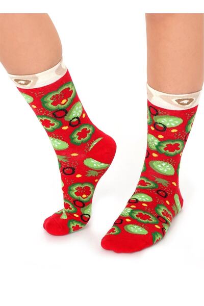 Socks + Stuff Hediye Pizza Kutusu Çorap Pizza Desenli Pamuk Çorap - Renkli Turuncu Soket Çorap - Pizza Çorap Seti