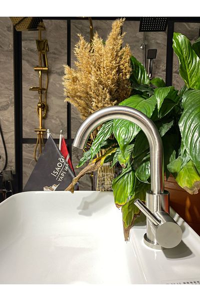 İSAOĞLU YAPI Inox Sink Faucet, Stain and Lime-Free Special Color Faucet Bathroom Faucet