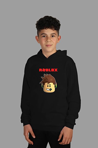 Raf Coll سويت شيرت بغطاء للرأس للأطفال مطبوع عليه Roblox رقميًا خيطين مع شريط...