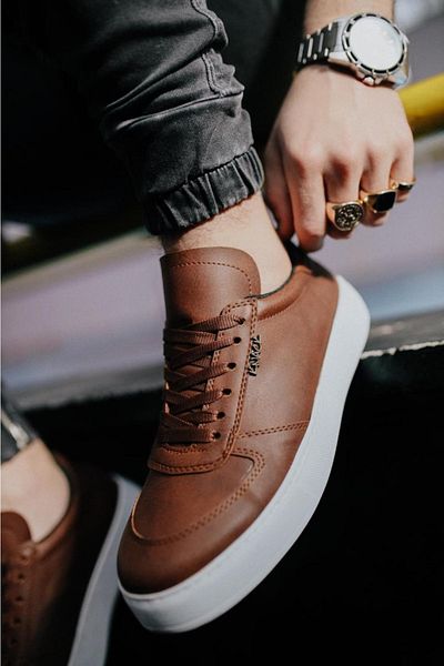 KN Fashion Mp666 Bt Laced Ортопедични Мъжки Маратонки с Висока/дебела Подметка, Кафяви