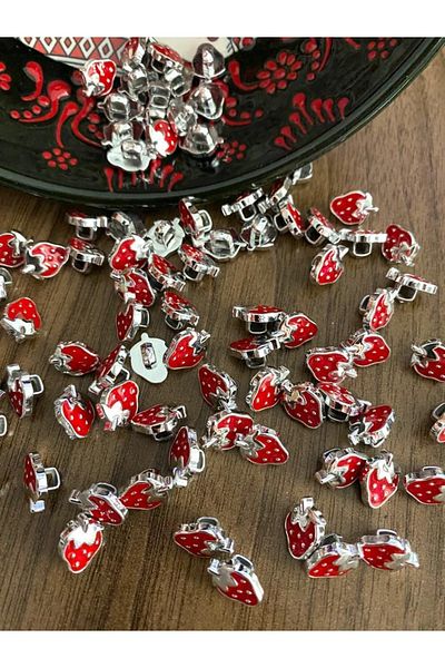 canan dizayn 9 Mm Nickel Footed Strawberry Metallized Button (20 PCS)