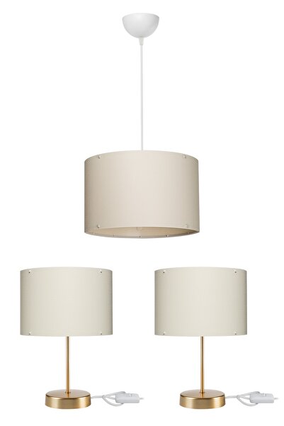 Modelight Arel Gold Yatak Odası Abajur Avize Aydınlatma Set 22 Lik