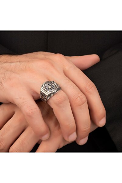 Argento Silver 925 Ayar Gümüş Yüzük Mavi Taşlı