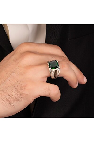Argento Silver Yeşil Zirkon Taşlı 925 Ayar Gümüş