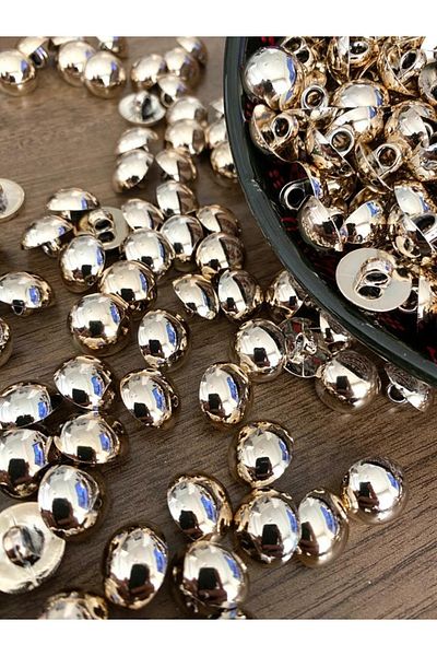 canan dizayn 15 Mm Gold Footed Metalized Ball Button (15 PCS)