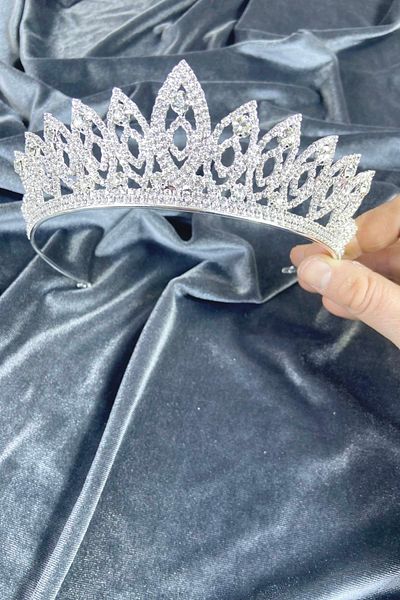 Hobigram Star Model Silver Color Bridal Henna Crown – Coroană, Crystal Stone, Model Chic, Tiara Mireasa, Accesoriu pentru păr